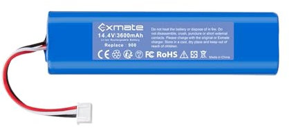 Exmate 14.4V 3600mAh Li-Ion Akku, Ersatzakku für Ecovacs Deebot Ozmo 900, 901, 905, 920, 930, 937, DG36, DG3G, DG70, DX55, T5 Neo, Ecovacs Deebot N8, N8+, N8 Pro Home Cleaner Heimroboter