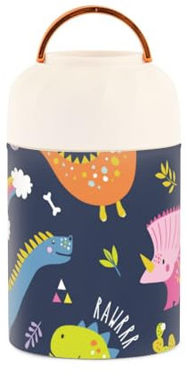 Amooorous Colorful Dinosaurs Stainless Steel Vacuum Insulated containers to keep food hot with spoon for women pasta