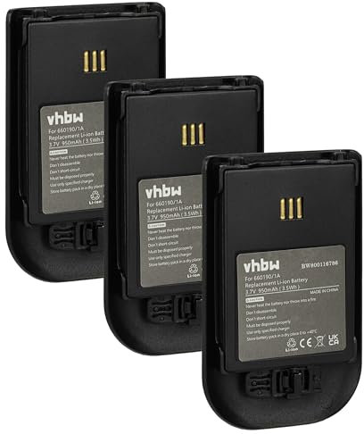 vhbw 3X Akku kompatibel mit Unify Openstage WL3 Plus schnurlos Festnetz Telefon (930 mAh, 3,7 V, Li-Ion) Schwarz