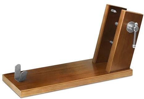 TIENDA EURASIA – Jamonero Rioja | Soporte para Jamón | 40x17.8x25 cm | Madera de Pino | Herrajes y Pinchos de Acero | Incluye 4 Patas Antideslizantes Adhesivas | Sistema de Sujeción con Torniquete