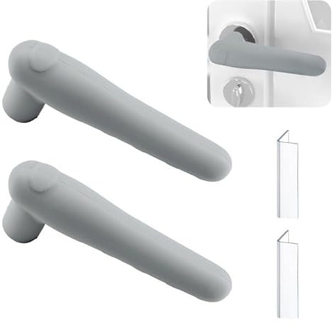 UFURMATE Türgriffabdeckungen, Silikon-Türgriff-Handschuh-Abdeckungen, antistatischer Türknaufschutz für flache, quadratische Türdrücker, Grau, 2 Stück