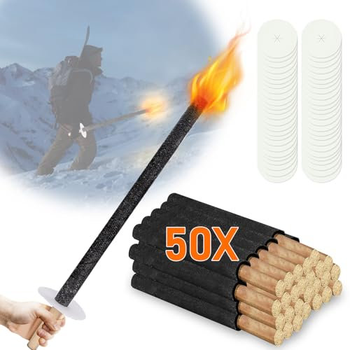 Peviasot 50 Stück Fackeln für draußen, Wachsfackel 42 cm, 45 Min. Brenndauer, Gartenfackel, für Garten, Wandern, Lagerfeuer, Weihnachten