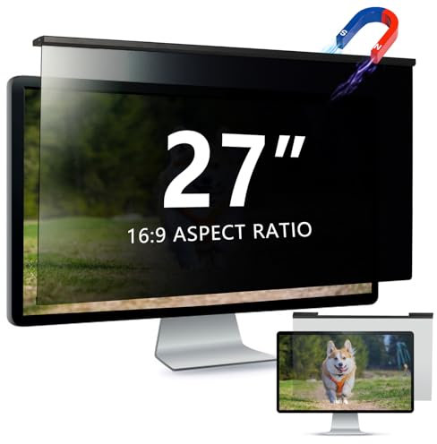 EliWhale Removable Hanging Computer Privacy Screen Filter, 27 Inch 16:9 HD Anti-blue light & Anti-glare Computer Monitor Screen Privacy Screen Protector, Width x Height is 24.2x 14.5(614mm x 369mm)