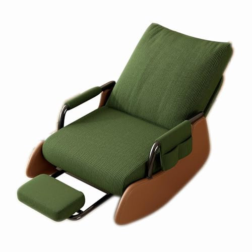 MVXBICIA Adjustable Floor Gaming Couch - Folding Sofa Sleeper Bed for Living Room Bedroom Balcony - Convertible Chaise Lounge with Metal Frame(Green,58x80x75cm)