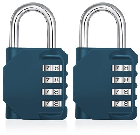 ZHEGE Schloss mit Zahlencode, Vorhängeschloss mit Zahlencode 4 Stellig, Zahlen Vorhängeschloss für Fitnessstudio, Spindschloss, Vorhängeschloss Wetterfest für Tür, Garagen (2 Stücke, Pfauenblau)