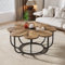 Tribesigns Couchtisch, Moderner Couchtisch in Blumenform mit Tischplatte aus Kunstmarmor, 100cm Großer Floraler Akzenttisch mit Metallrahmen, Sofatisch for Wohnzimmer, Braun und Schwarz