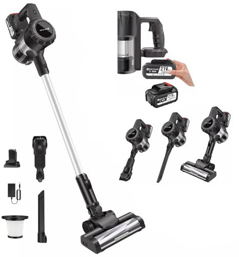 3600W 6-in-1 Upright Handheld Vacuum Cleaner Bagless Lightweight Stick Hoover with 2 x 3000mAh batteries