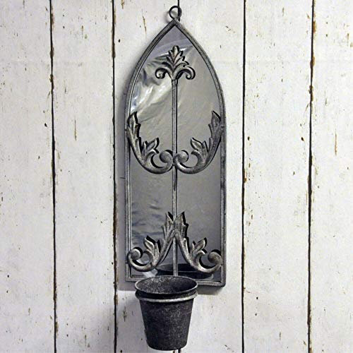 TheHomeShelf M S L Rusty Single Planter Wall Mirror, Metal/Glass, 60 cm