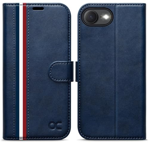 OCASE für iPhone 17e und iPhone 16e Hülle Premium PU Leder StilvollBlau | Handyhülle mit Kartenfach, Standfunktion, RFID Schutzhülle, Klapphülle Handytasche Lederhülle