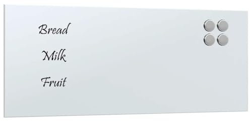 vidaXL Magnettafel Wandmontage Weiß 50x20 cm Hartglas, Glastafel, Wand Magnettafel, magnetische Kreidetafel, magnetische Tafel, Schreibtafel