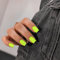 KQueenest Lot de 24 faux ongles press on nails, courts, carrés, à coller, en acrylique, couleur naturelle, couleur unie, pour femme - Vert fluo