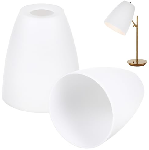 NUOBESTY 2Er pack Lampenschirm Ersatz Aus Kunststoff Weiß Lampenschirm Für Tischlampe Und Schreibtischlampe Offene Öffnung E14-Sockel Für Wohn- Und Arbeitszimmer