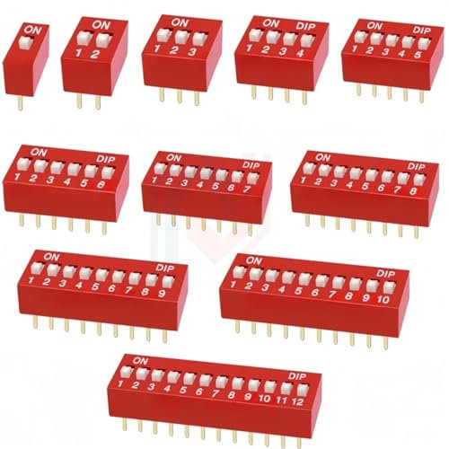 Slide Type Dip Switch Double Toggle Switches 2.54mm 1P2P3P4P5P6P7P8P9P10P-12PIN For Circuit Breadboards 5Pcs(9Way(5Pcs))