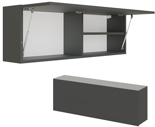 PLATAN ROOM Badschrank 60 cm 80 cm 120 cm Badezimmerschrank Hängeschrank Badezimmermöbel Klappbarer Schrank für Bad Wandschrank (Anthrazite, 120 x 40 x 25)