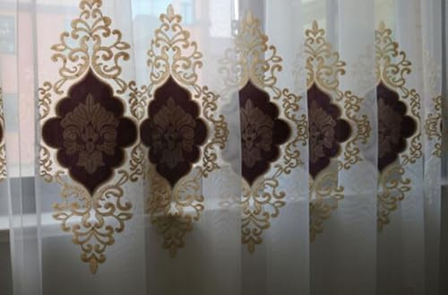 Wycian Tenda da finestra per bagno, tenda sotto il lavandino, cucina, moderna, viola, 2 pannelli, motivo ricamo, 137 x 244 h cm