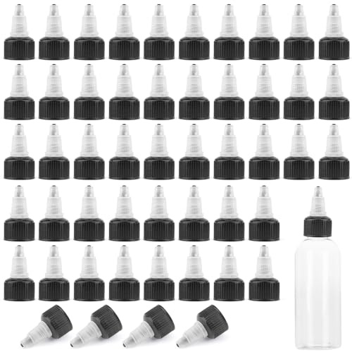 Nexlynk 50PCS 20/410 Twist Top Replacement Caps with Foam Gasket | Black Bottle Caps for Squeeze Bottles, Leakproof Dispensing Lids for Glue, Paint, DIY Crafts and Other Liquids
