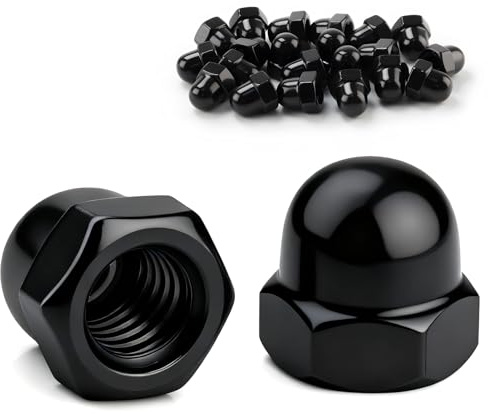msysmyu Hutmuttern 30 Stück Hutmutter M6 Sechskant Hutmuttern | Schwarz Kohlenstoffstahl, M6 Kuppelkopf Hutmutter für Gerätemontage Möbelinstallation Dekorative und Verstärkung