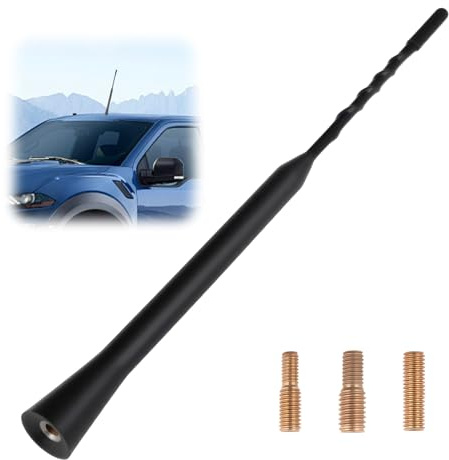 Universal Car Antenna Replacement, AM/FM/DAB Roof Car Radio Aerial Mast Replacement Radio Car Signal Booster Rod, Rod Car Antenna, Screws M4 M5 M6, 23cm/9 inch short, Black