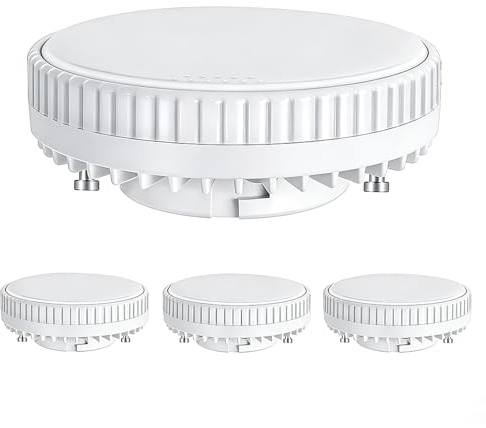 Ampoule LED GX53 Plat 7W 600LM 3000K Blanc Chaud, Indice de Rendu de Couleur 95, 60000 Heures de Durée de Vie, Facile à Installer, Lot de 4 Pièces pour Plafond, Cuisine, Salle de Bain et Dressing