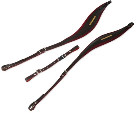 Alpenklang Comfort S-Form Akkordeonriemen aus Echtleder, Braun-Rot | Für Akkordeons ab 72 Bass, 15 mm Polsterung, bis 9 cm breit, Querriemen inklusive, längenverstellbar