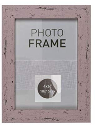 EuroDiscount Bilderrahmen Fotorahmen Kunststoff Rahmen in Holz vintage Optik für Bildformat 10 x 15 cm 1 Stück, Farbe:Rosa