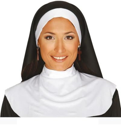 Horror-Shop 2-TLG. Nonnen Haube für Fasching & Halloween