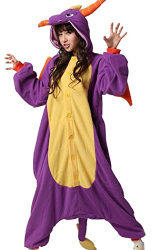 wotogold Animal Dragon Pyjamas Costumes de Cosplay Adulte Unisexe Purple M
