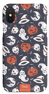 Tirita Phone Case Compatible with iPhone Xr Hard Cover Halloween Pumpkin Skull Ghost