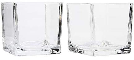 Hosley Lot de 2 photophores carrées en Verre Transparent de 7,6 cm pour Mariage, fête, Spa et aromathérapie. O5.