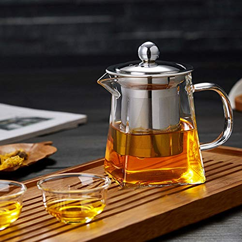 LoveLeiter Teekanne mit Stövchen und Teesieb - Hitzebeständiges Glas, Multifunktionales Design