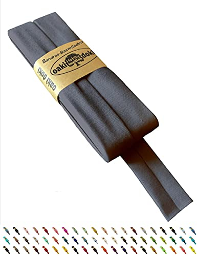 Sandras-Bastelladen Oaki Doki Schrägband/Einfassband Tricot de Luxe Jersey gefalzt 3m x 20mm 106-Blau Grau