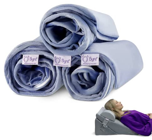 Byre Premium Pillowcase for Folding Wedge with Half Moon Pillow | Hypoallergenic Breathable Velvet Pillow Cover for Support & Wedge Pillows - Replacement Pillow Case Washable with Zipper (Grey)