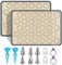 YOFONE Silikon-Backmatten-Set mit Herz-/Macarons-Form, inkl. 6 Spritztüllen, 2 Spritzbeuteln und 2 Beutelbinder – wiederverwendbare antihaftbeschichtete Einlagen, 2 Backbleche
