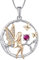 FJ Schutzengel Halskette Anhänger 925 Sterling Silber Engel Kette Damen Fee Schmetterling Baum des Lebens Halskette Rubin Juli Geburtsstein Kette Schmuck Geschenke für Frauen Mädchen