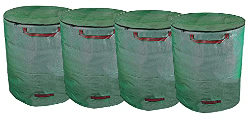 Gartensack,Gartenabfallsack Mit Reißfeste Griffen Selbststehend Faltbar Laubsack Mit Reißverschluss Deckel,Wiederverwendbare Gartenabfallsäcke Für Gras Laub Grünabfall (300L,4er)