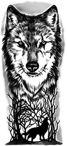 JuZi Store 6 Feuilles Réaliste Tête De Loup Tatouages Temporaires pour Hommes Faux Avant-Bras Autocollants De Tatouage De Transfert l'horloge Œil Faux Tatouages Femmes Halloween De Tatouage Étanches