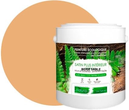 BOX DECO COULEURS Peinture murale naturelle écologique aspect satin intérieur Natura - 2,5L / 33m², Beige Sable