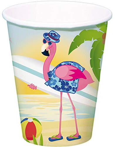 Folat 8 Party-Becher * Flamingo * für Mottoparty oder Kindergeburtstag // Party Geburtstag Hawaii Cups Pappbecher Partybecher