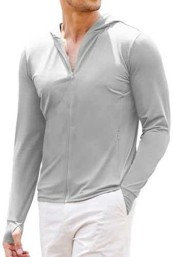 COOFANDY Full-Zip Men's Lightweight Hoodie UPF 50 - Breathable Sun Protection Jacket with Pockets for Golf, Fishing, Hiking