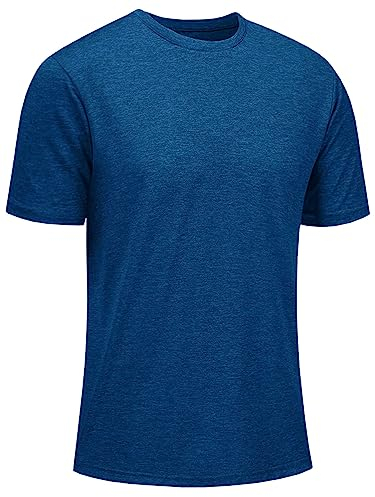 KEFITEVD Sportshirt für Herren Atmungsaktiv Funktionsshirt Leichtes Laufshirt Wander Tshirt Fahrrad Tshirt Mittelblau L