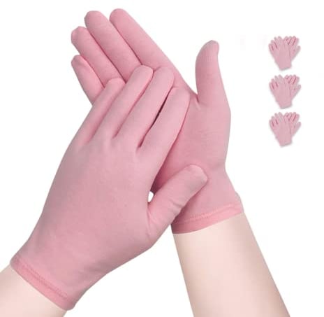3 Paar Baumwollhandschuhe Neurodermitis Arbeitshandschuhe Dünn Schutzhandschuhe Feuchtigkeitsspendende Handschuhe für Trockene Hände, Ekzeme, Schönheit