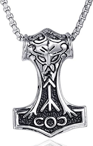 Titan Stahl Schwarz Gold Thors Hammer Männer Halsketten Anhänger Kette Punk für Freund Männlich Hip Hop Rock Party Schmuck Geschenk