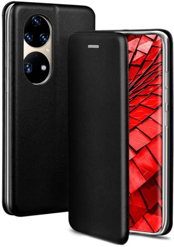 ONEFLOW Business Case für Huawei P50 Pro Handyhülle klappbar mit Standfunktion, Klapphülle Flipcase Cover Dünn, PU Leder Hülle mit Kartenfach, 360 Grad Schutzhülle, Schwarz