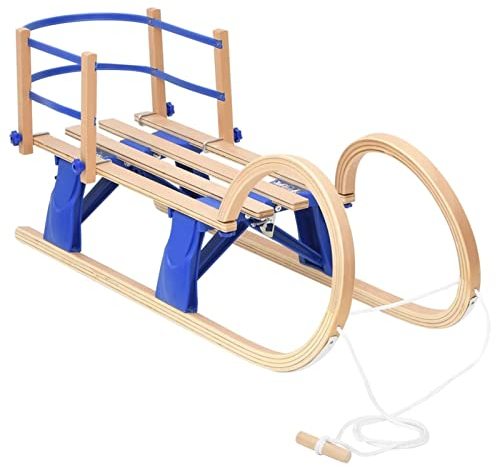 Tidyard Schlitten Kinderschlitten Holzschlitten Klappschlitten mit Rückenlehne Sperrholz 110 cm