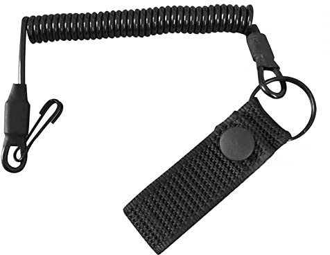 DONGKER Tactical Pistol Lanyard, Verlustsichere elastische Spirale für Gürtel, Feder-Sicherheitsgurt mit D-Ring-Halter für Militär, Polizei, Sicherheit und den persönlichen Gebrauch
