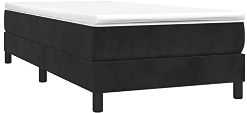 vidaXL Boxspringbettgestell, Polsterbett Bett für Schlafzimmer, Bettrahmen mit Lattenrost Stützbeinen, Schlafzimmerbett Einzelbett, Schwarz 90x190cm Samt