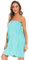 Ymmchy Sauna Frottee Bademantel Damen Saunatuch Saunakilt mit Druckknöpfen, Tasche und Gummizug Blau S/M