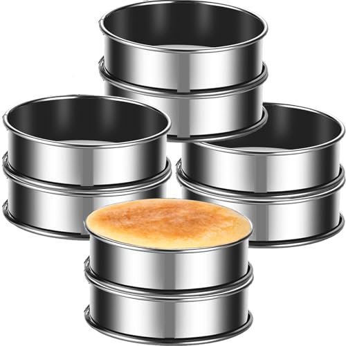 KUAYB 8 Stück englische Muffin-Ringe, 10,2 cm, Edelstahl, doppelt gerollt, antihaftbeschichtet, Metall, runde Kuchenringformen für Kekse, Kochen, Backen