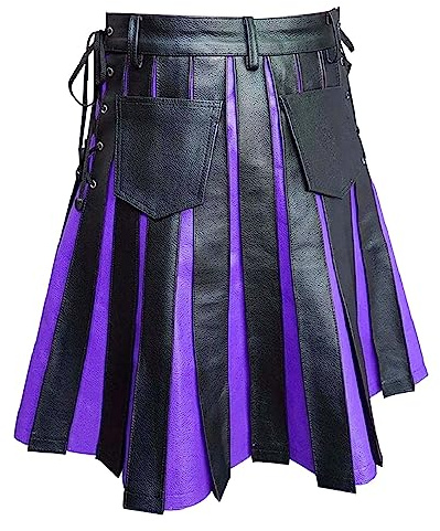 Kilts - Jupe de kilt écossaise traditionnelle écossaise - Pour homme - Jupe plissée rétro, E violet., L