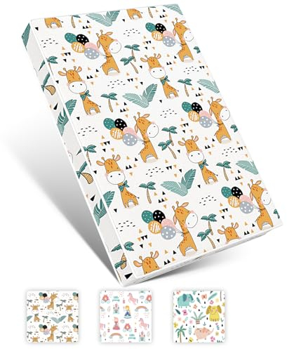 Moonlightfamily Pack n Play Matratzenauflage, 96 x 66 cm, tragbare Matratze für Kinderbett, Laufstall, Matratzenauflage mit abnehmbarem und waschbarem Bezug, glasfreier Innenbezug, Giraffe